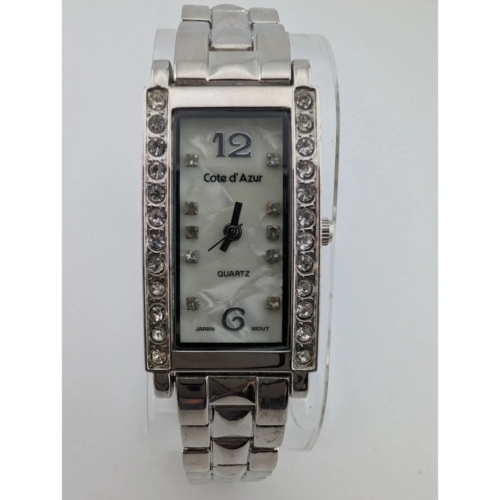 Cote d'Azur Tank Watch Women 21mm Case‎ Crystals Silver 7.25